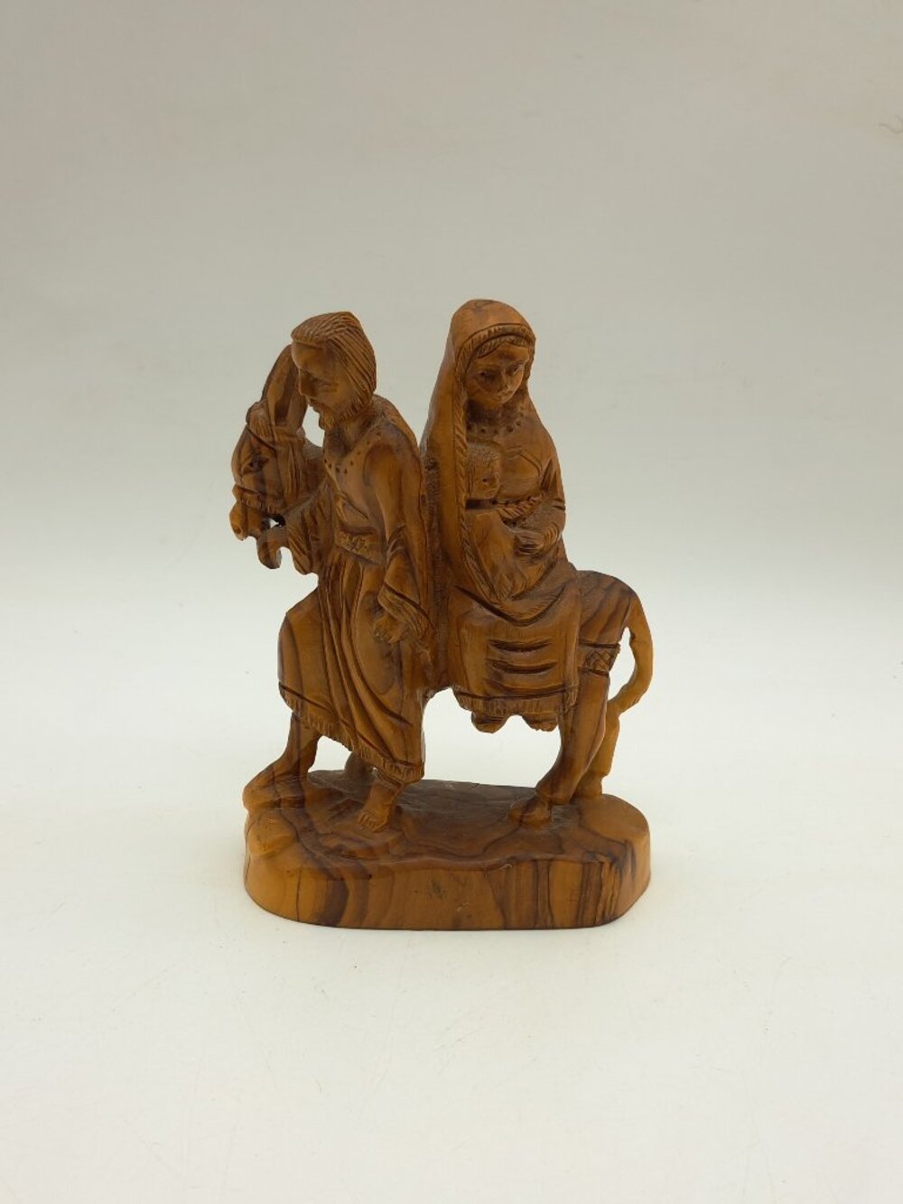 Wood Statue Holy Family Going To Egypt